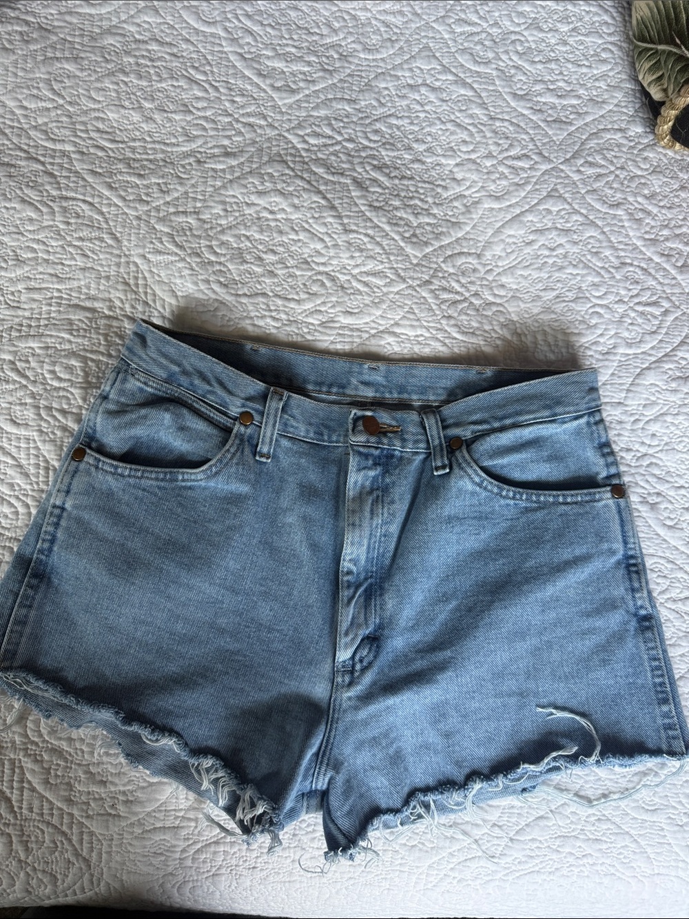 Wrangler Light Blue High-Waist Denim Shorts